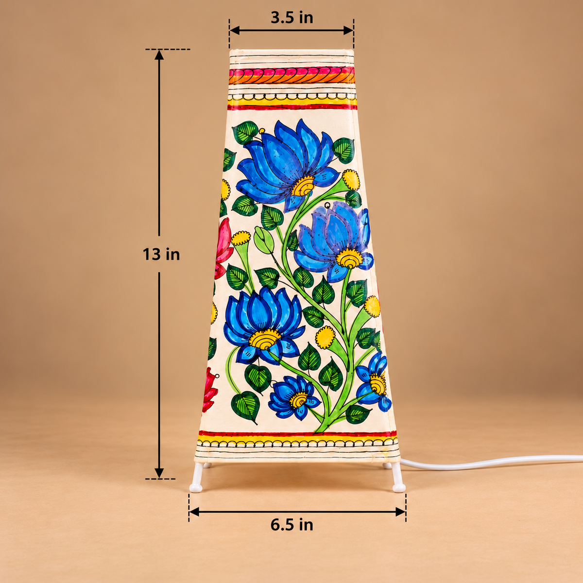 Sthula's Multicolor Floral Metal Table Lamp