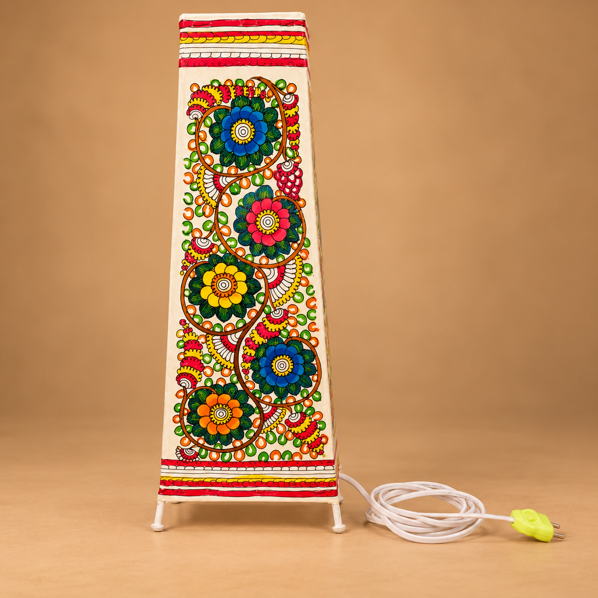 Sthula's Multicolor Floral Folk Art Table Lamp