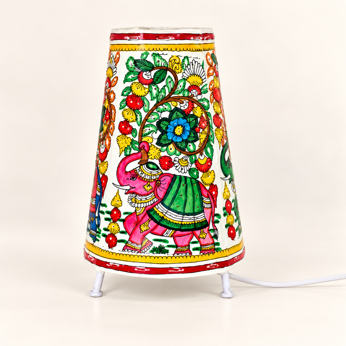 Sthula's Multicolor Elephant Floral Table Lamp