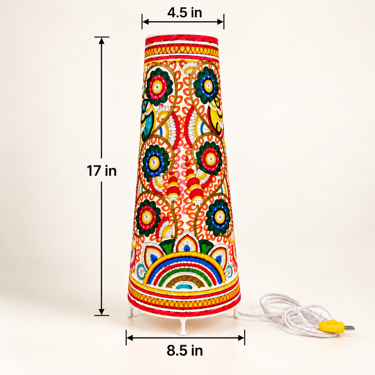 Sthula's Multicolor Peacock Floral Metal Table Lamp