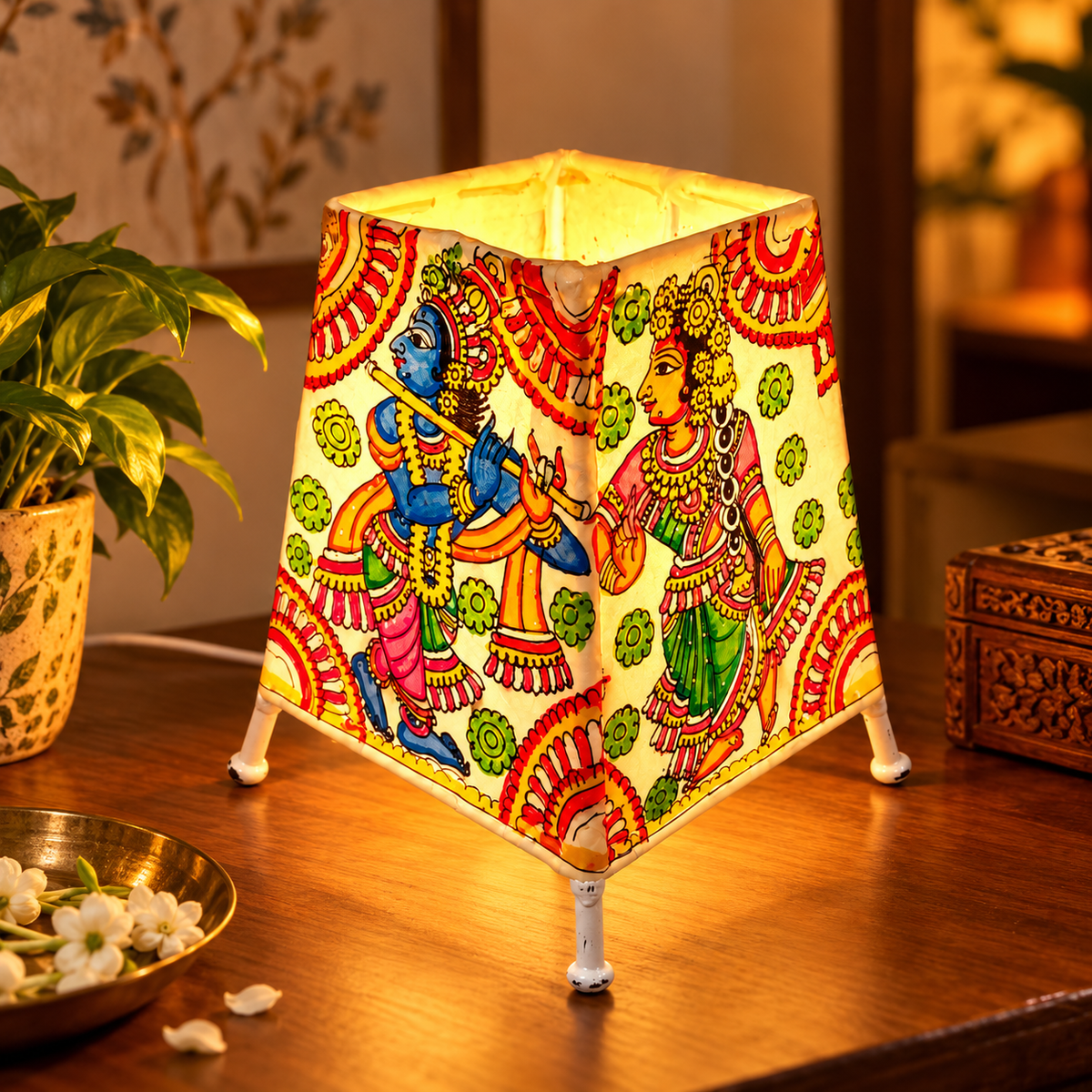 Sthula's Multicolor Radha Krishna Table Lamp
