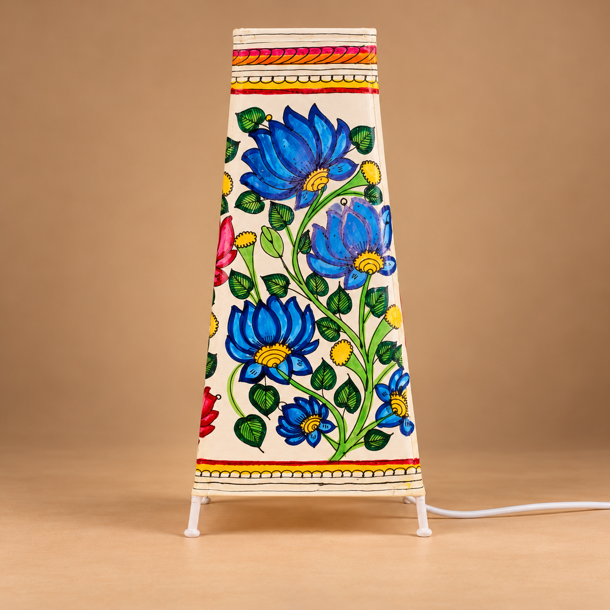 Sthula's Multicolor Floral Metal Table Lamp