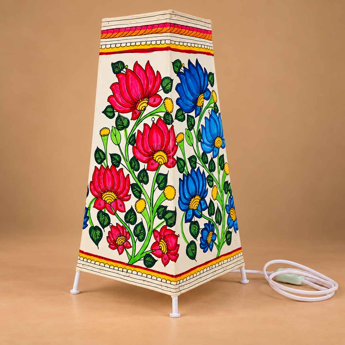 Sthula's Multicolor Floral Metal Table Lamp