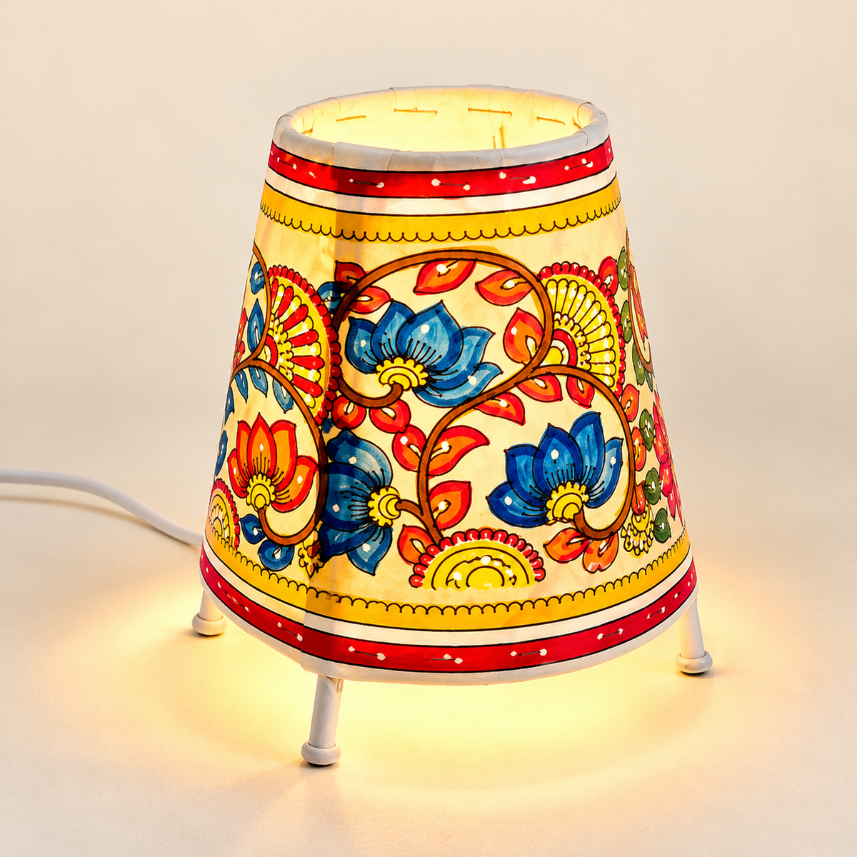 Sthula's  Multicolor Floral Hand Painted Table Lamp