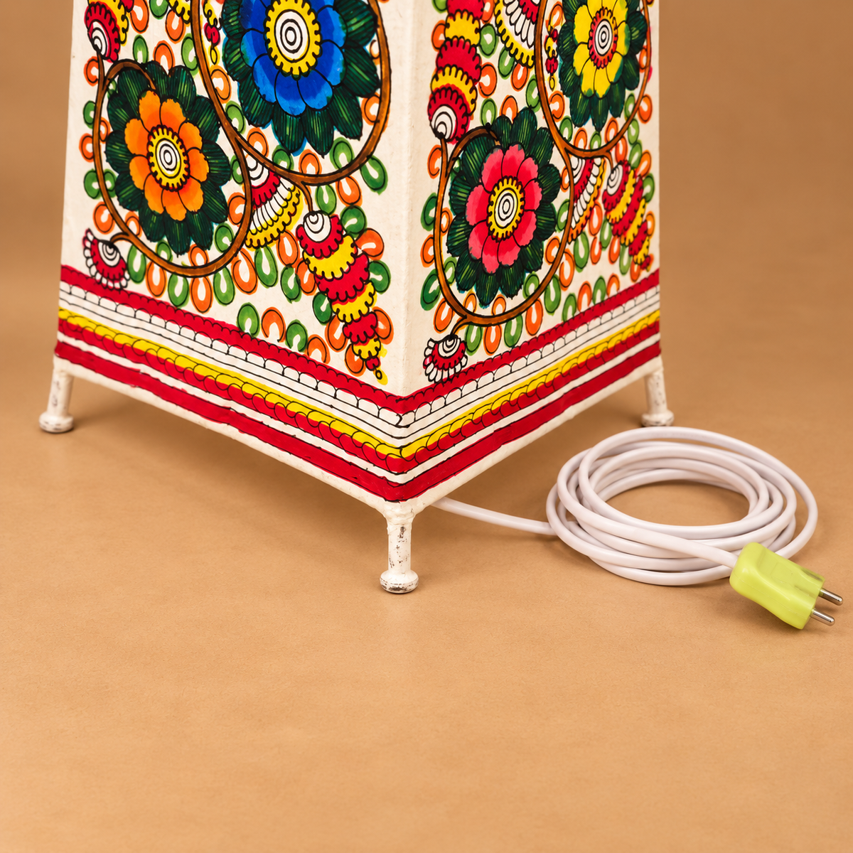 Sthula's Multicolor Floral Folk Art Table Lamp