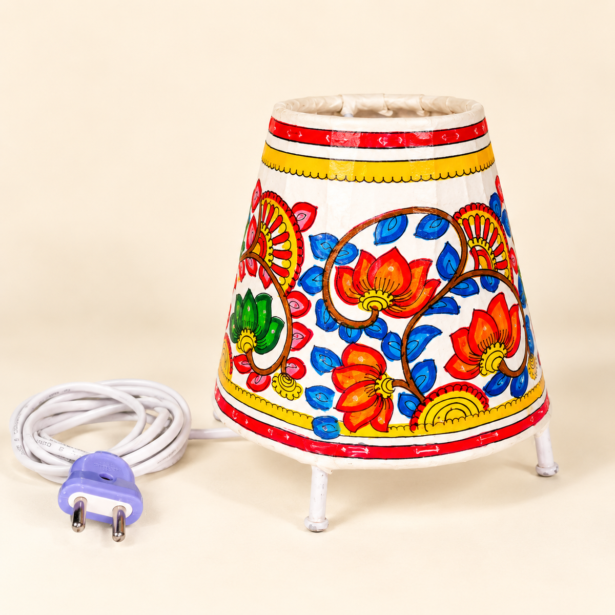 Sthula's  Multicolor Floral Hand Painted Table Lamp