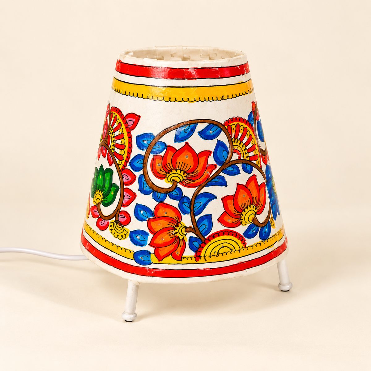 Sthula's  Multicolor Floral Hand Painted Table Lamp