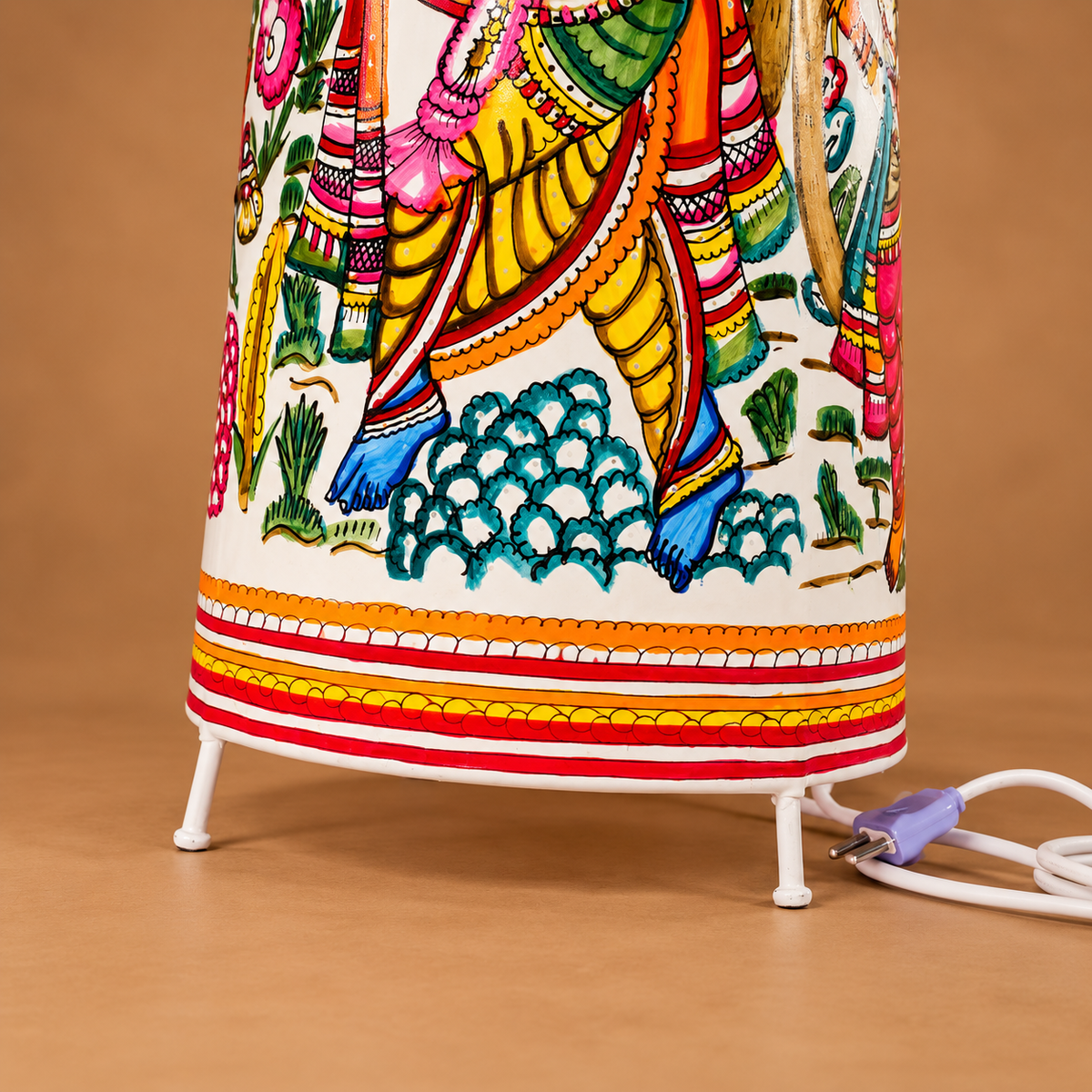 Sthula's Multicolor Krishna Floral Metal Floor Lamp