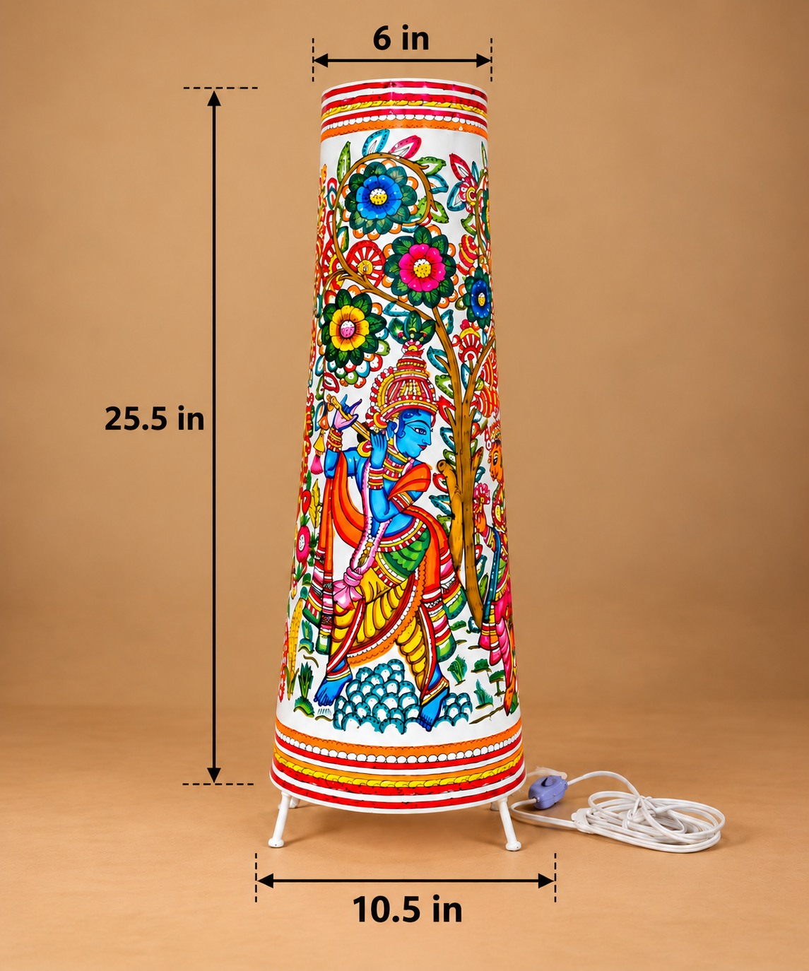 Sthula's Multicolor Krishna Floral Metal Floor Lamp