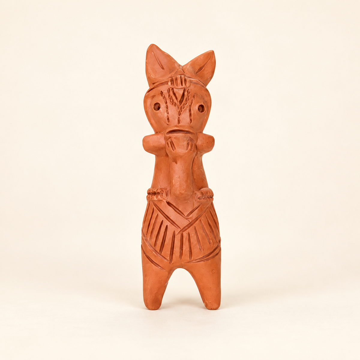 Sthula's Handmade Terracotta Orange Tribal Figurine