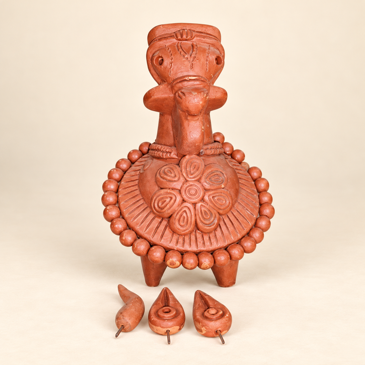 Sthula's Handmade Terracotta Orange Tribal Figurine