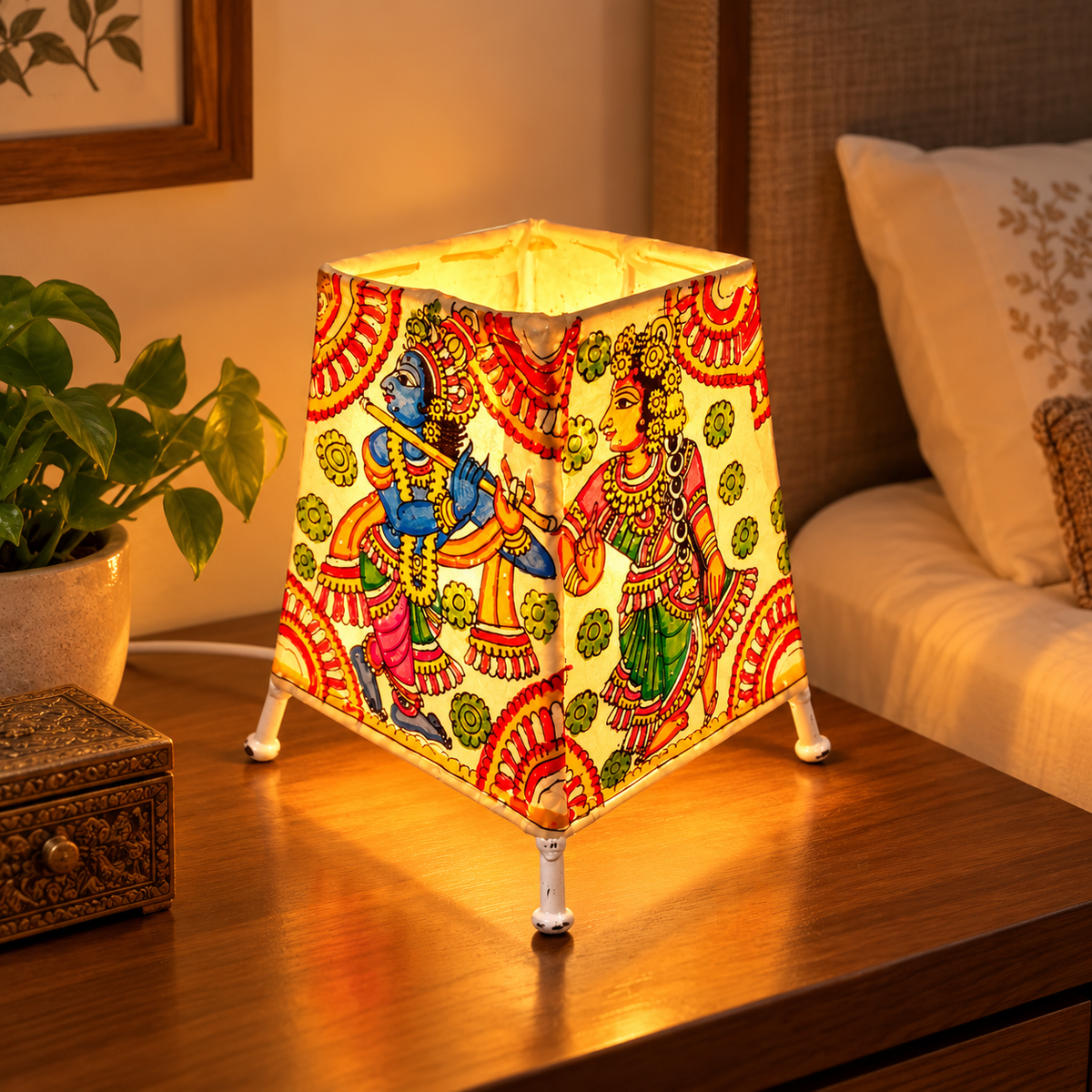Sthula's Multicolor Radha Krishna Table Lamp