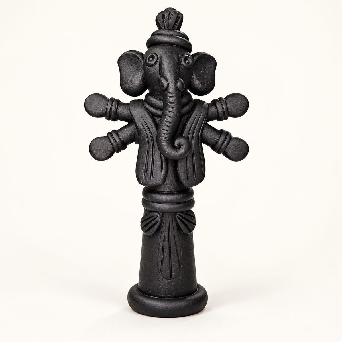 Sthula's Handmade Black Terracotta Standing Ganesha Idol