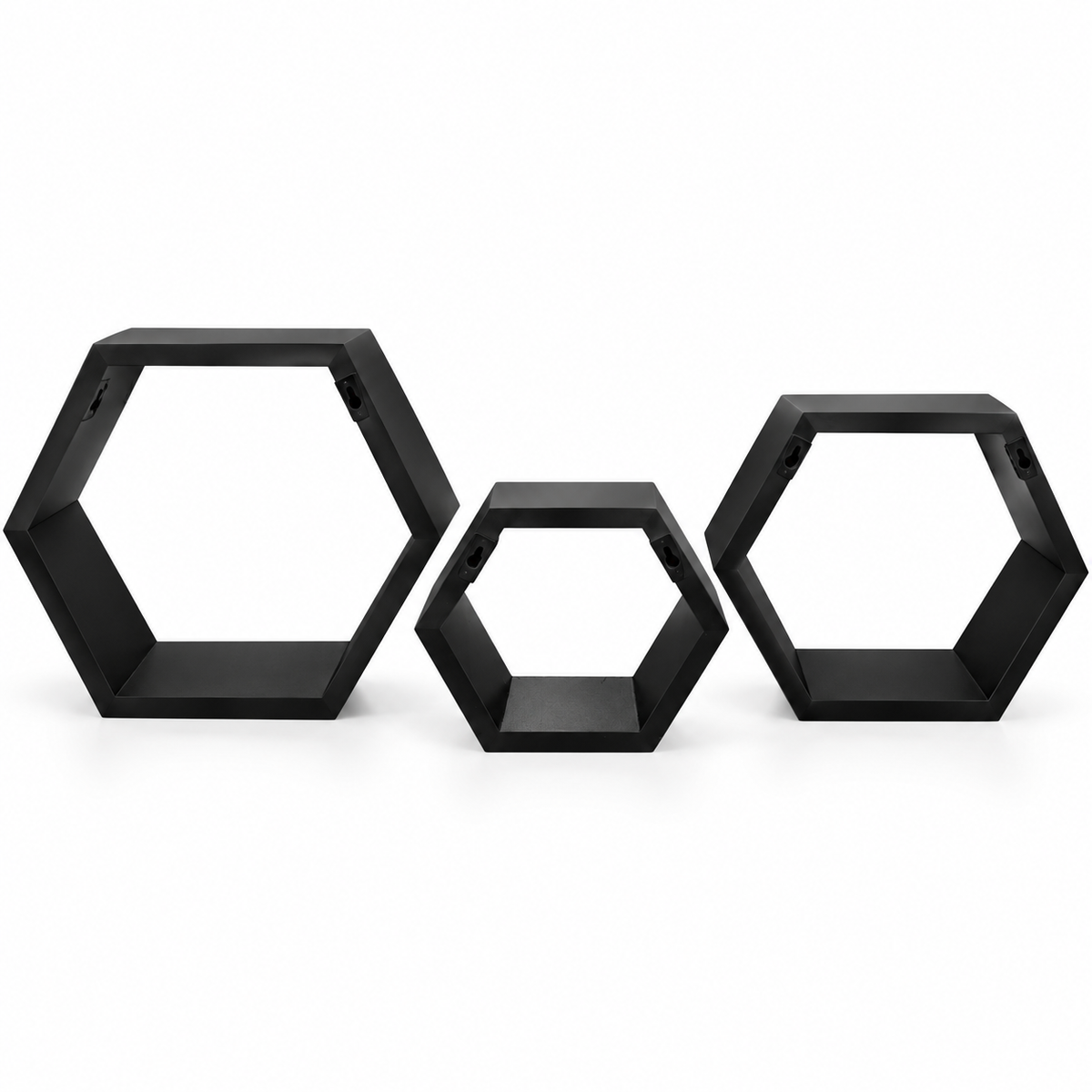 Sthula's Red Black Wooden Hexagon Wall Shelf Set