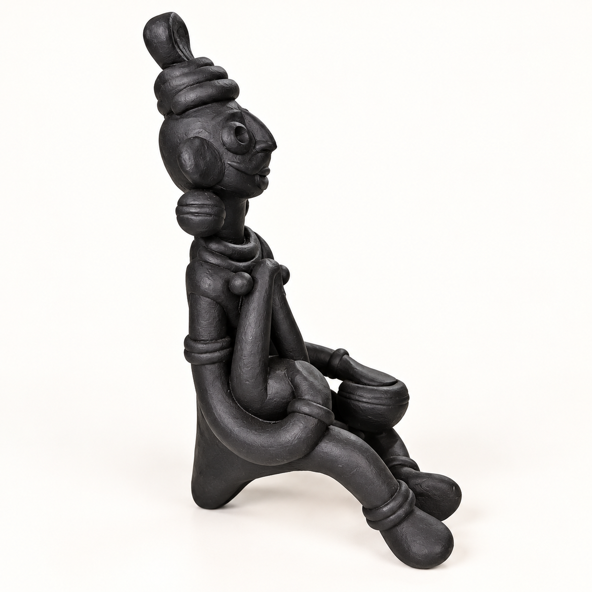 Sthula's Handmade Black Terracotta Tribal Figurine