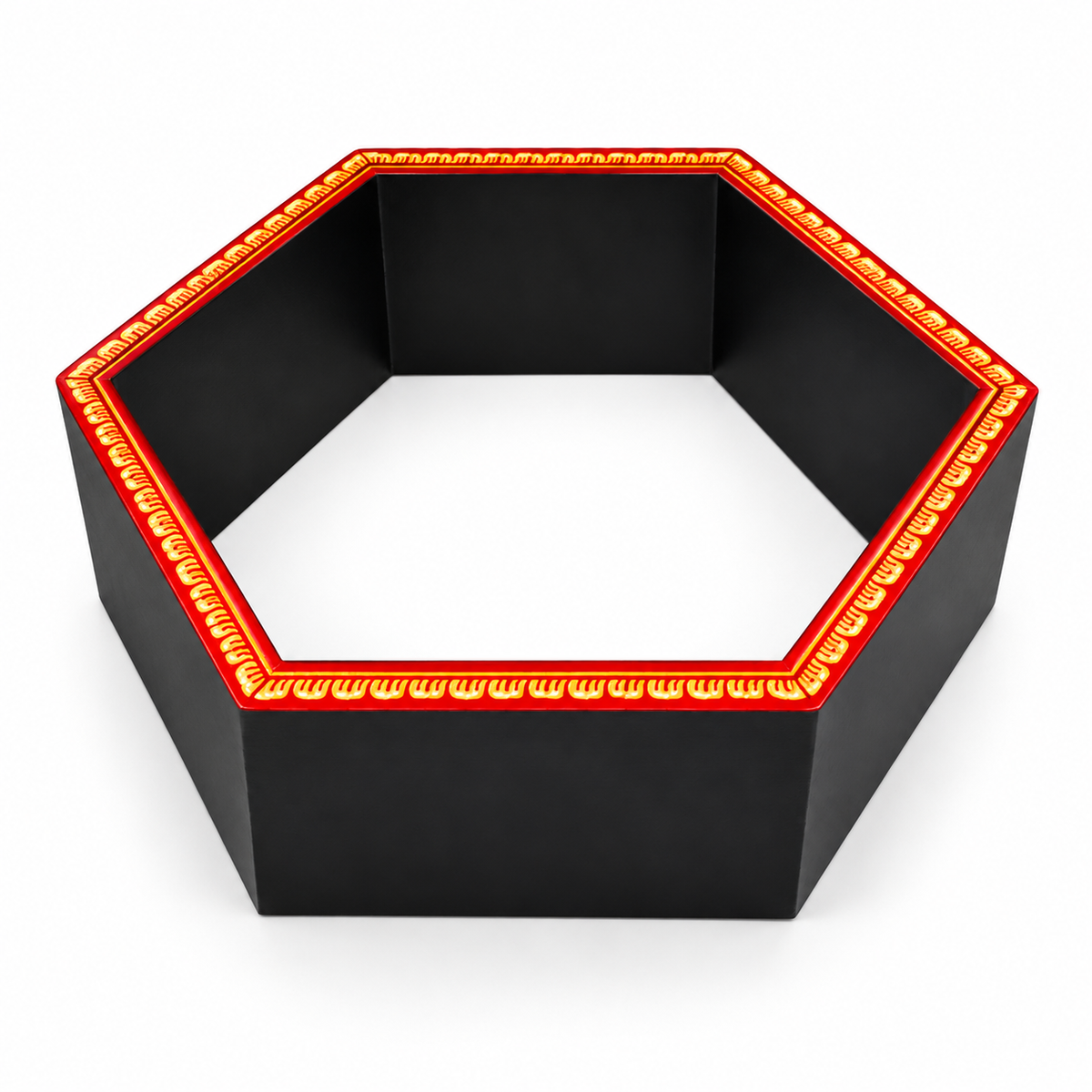 Sthula's Red Black Wooden Hexagon Wall Shelf Set