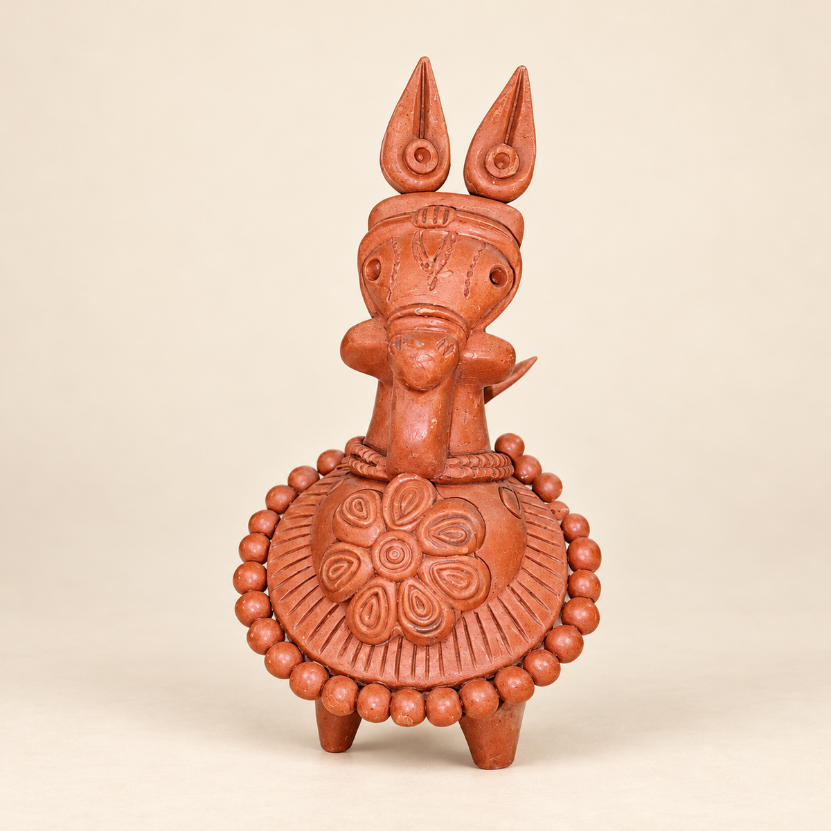Sthula's Handmade Terracotta Orange Tribal Figurine
