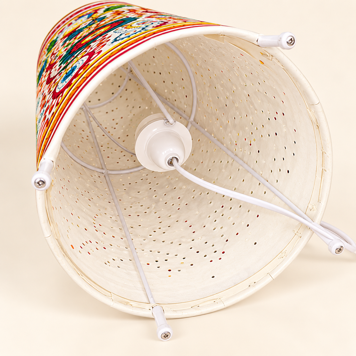 Sthula's Multicolor Peacock Floral Metal Table Lamp
