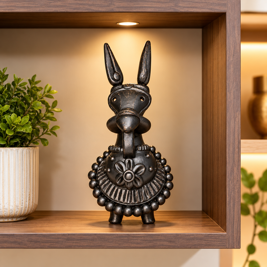 Sthula's Handmade Black Terracotta Donkey Figurine