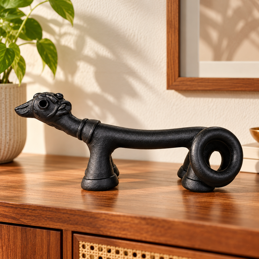 Sthula's Handmade Black Terracotta Animal Figurine