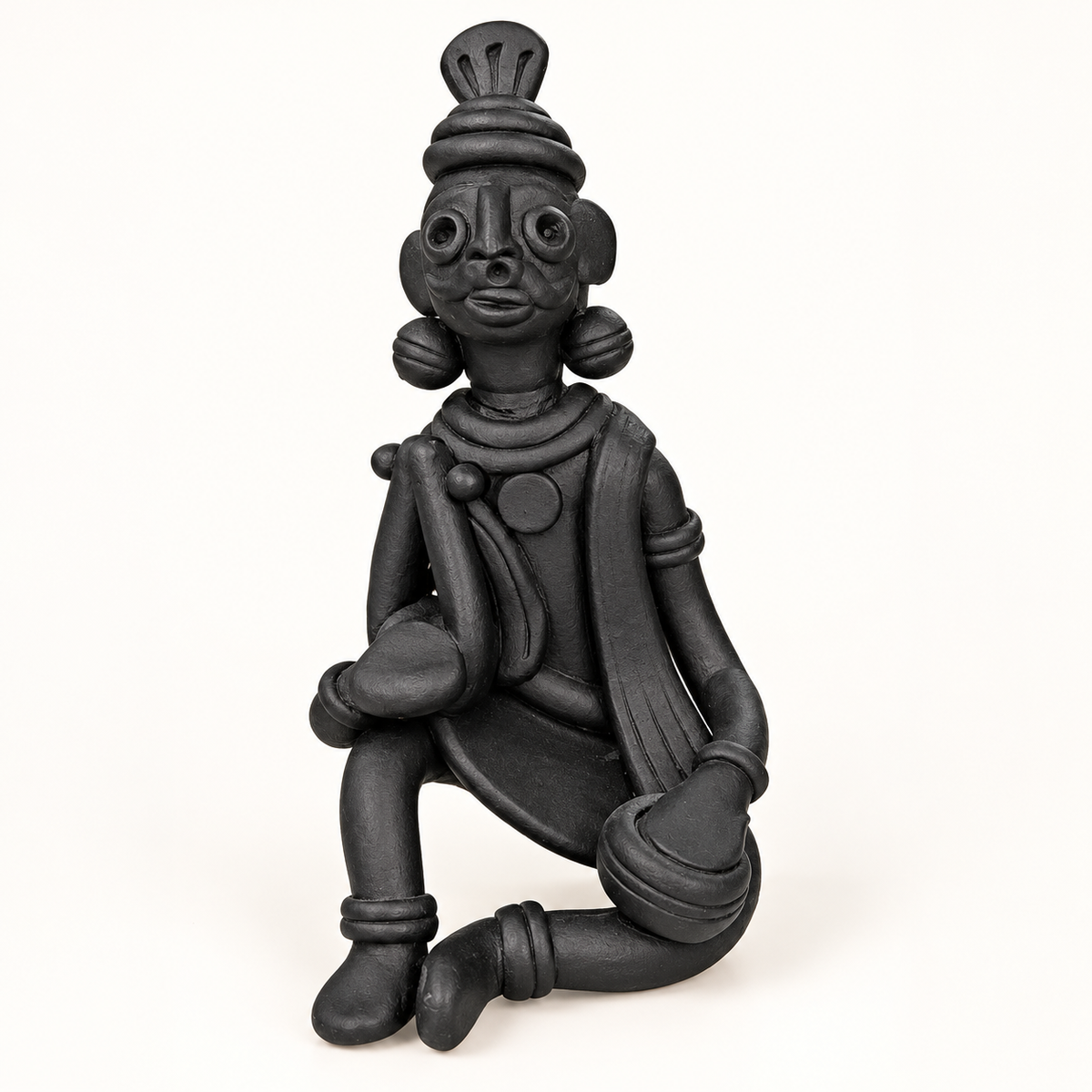 Sthula's Handmade Black Terracotta Tribal Figurine