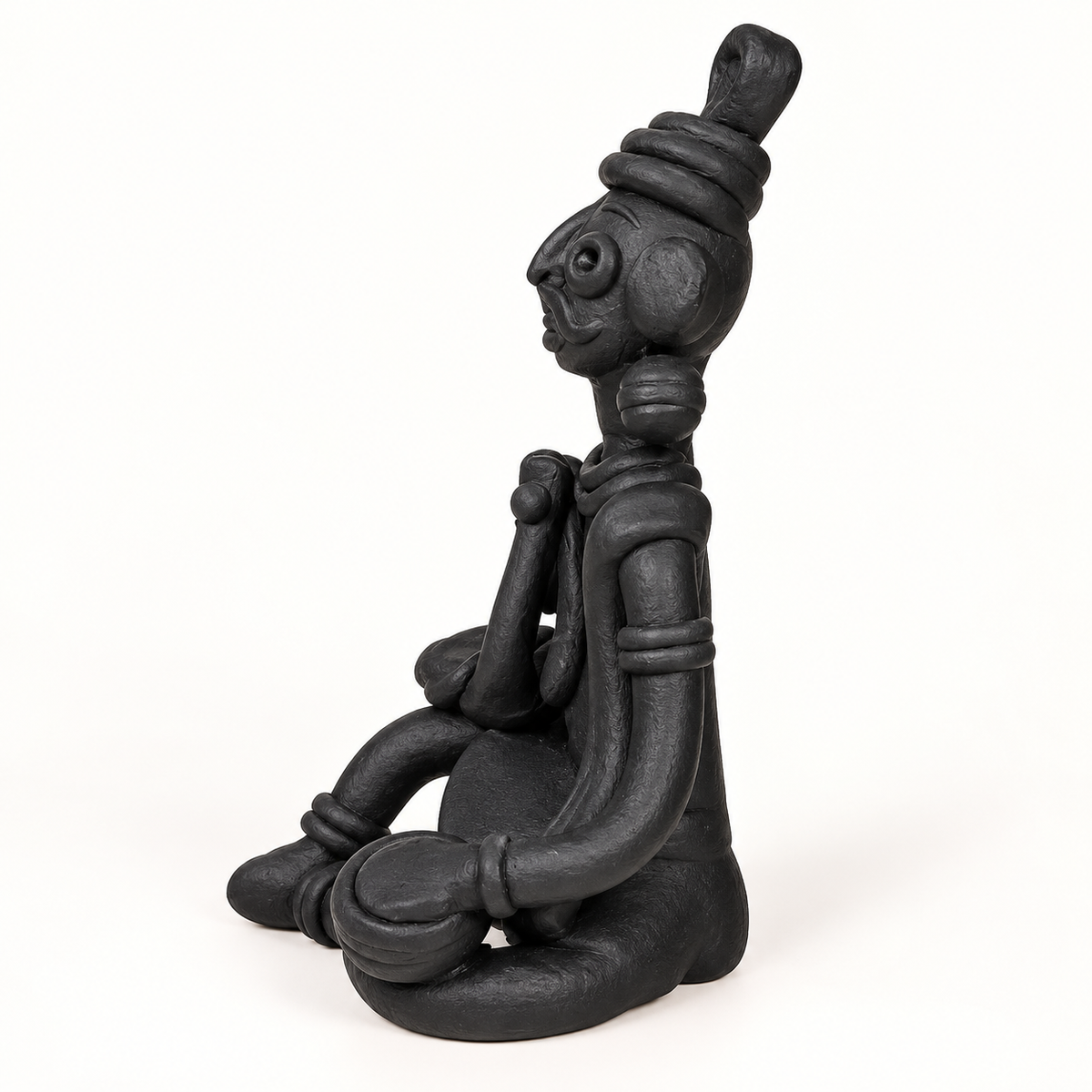 Sthula's Handmade Black Terracotta Tribal Figurine