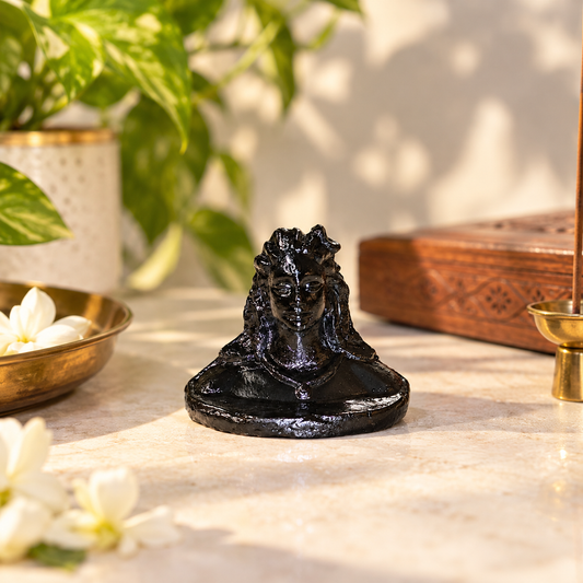 Sthula's Black Terracotta Shiva Bust Showpiece