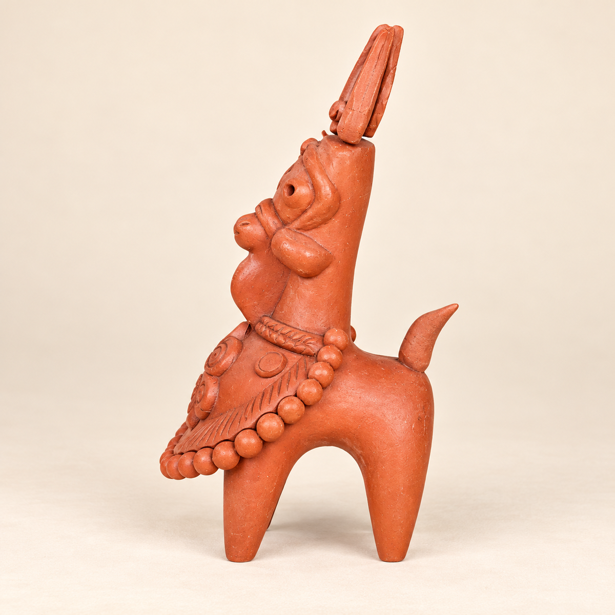 Sthula's Handmade Terracotta Orange Tribal Figurine