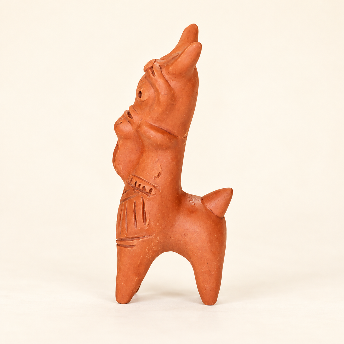 Sthula's Handmade Terracotta Orange Tribal Figurine