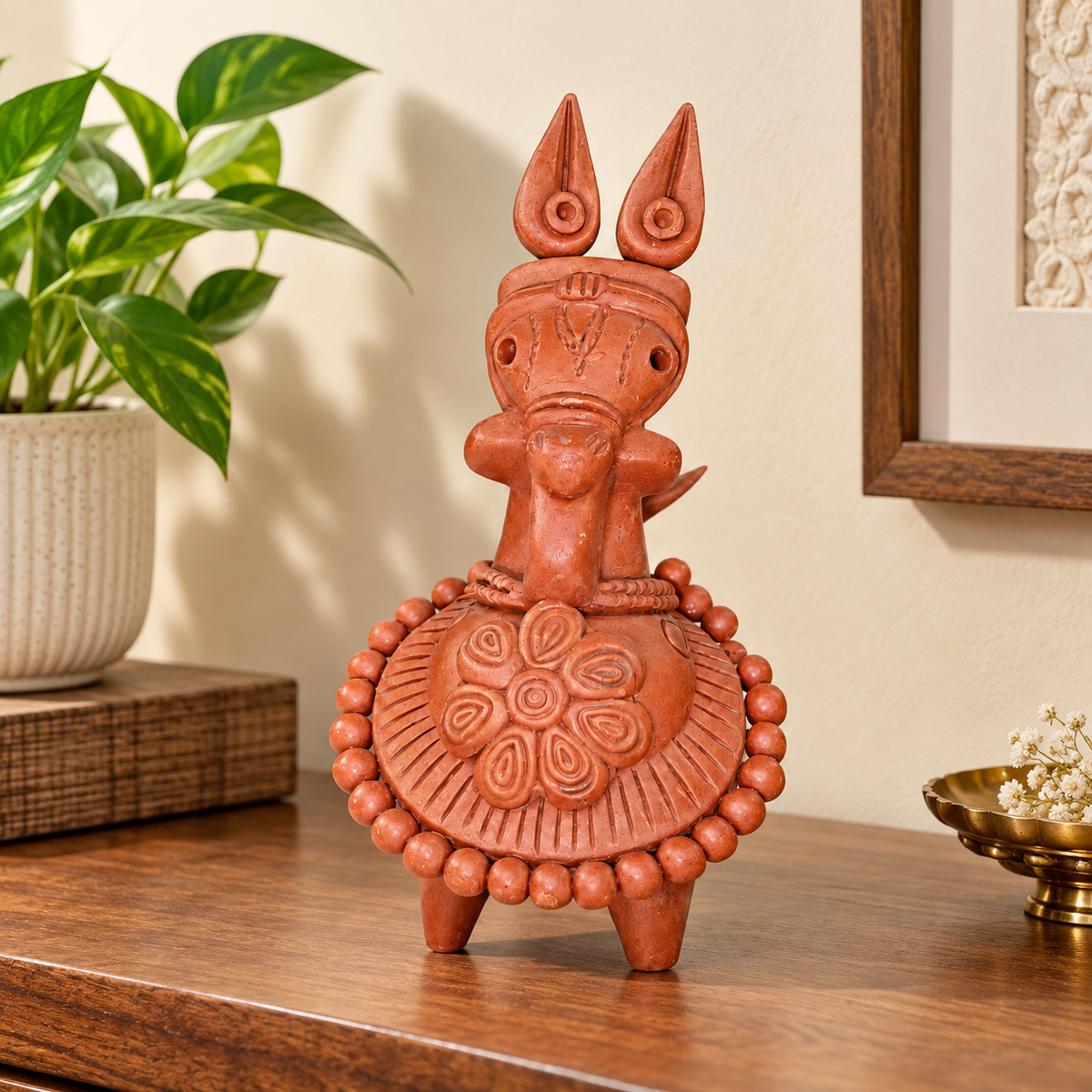 Sthula's Handmade Terracotta Orange Tribal Figurine