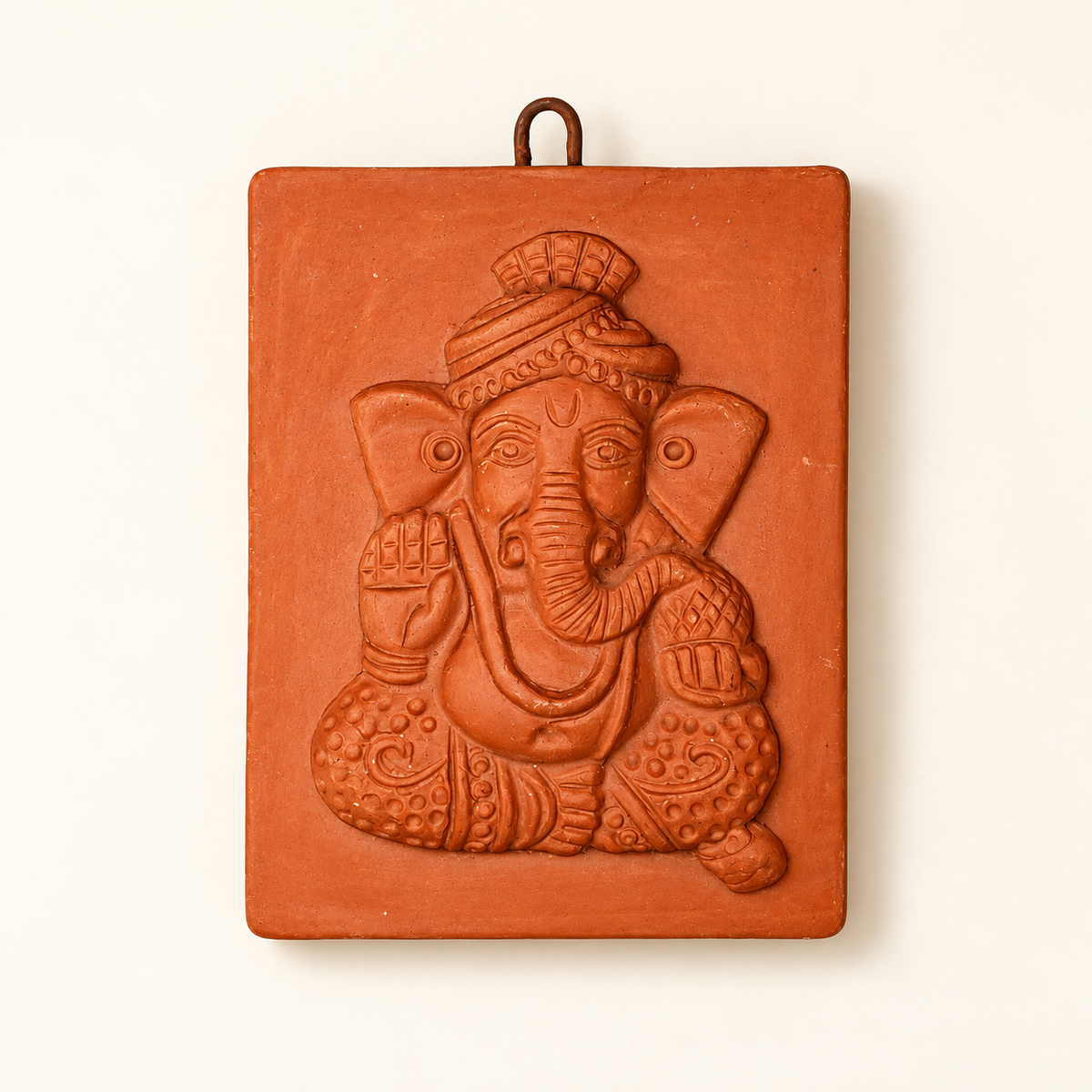 Sthula's Handmade Terracotta Orange Ganesha Wall Hanging