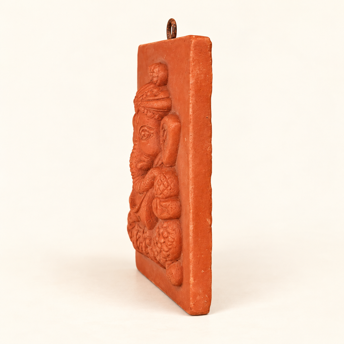 Sthula's Handmade Terracotta Orange Ganesha Wall Hanging