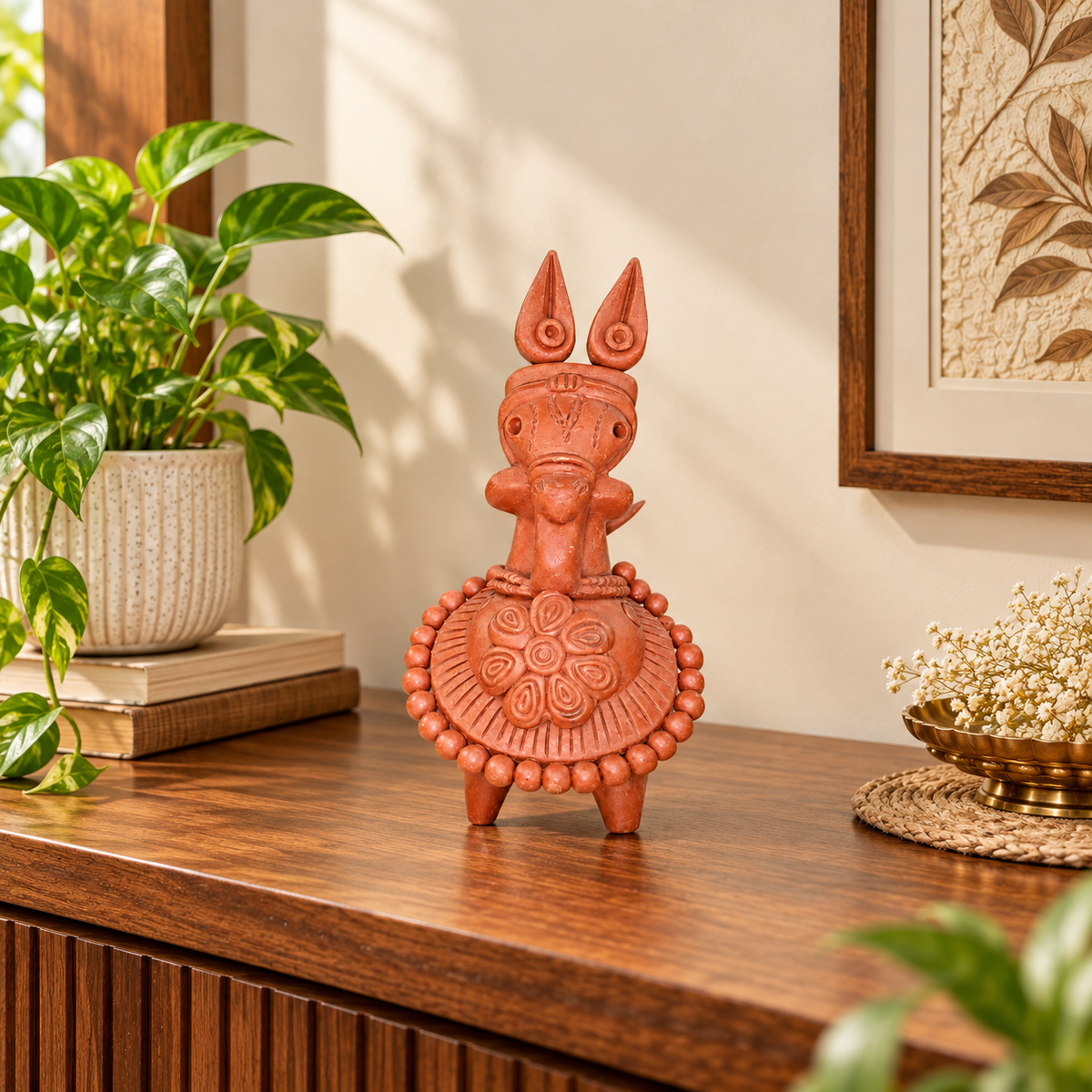 Sthula's Handmade Terracotta Orange Tribal Figurine