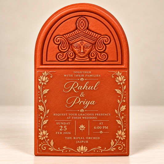 Sthula's Handmade Terracotta Orange Wedding Invitation Plaque