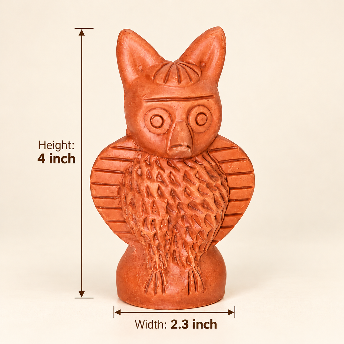 Sthula's Handmade Terracotta Orange Owl Showpiece