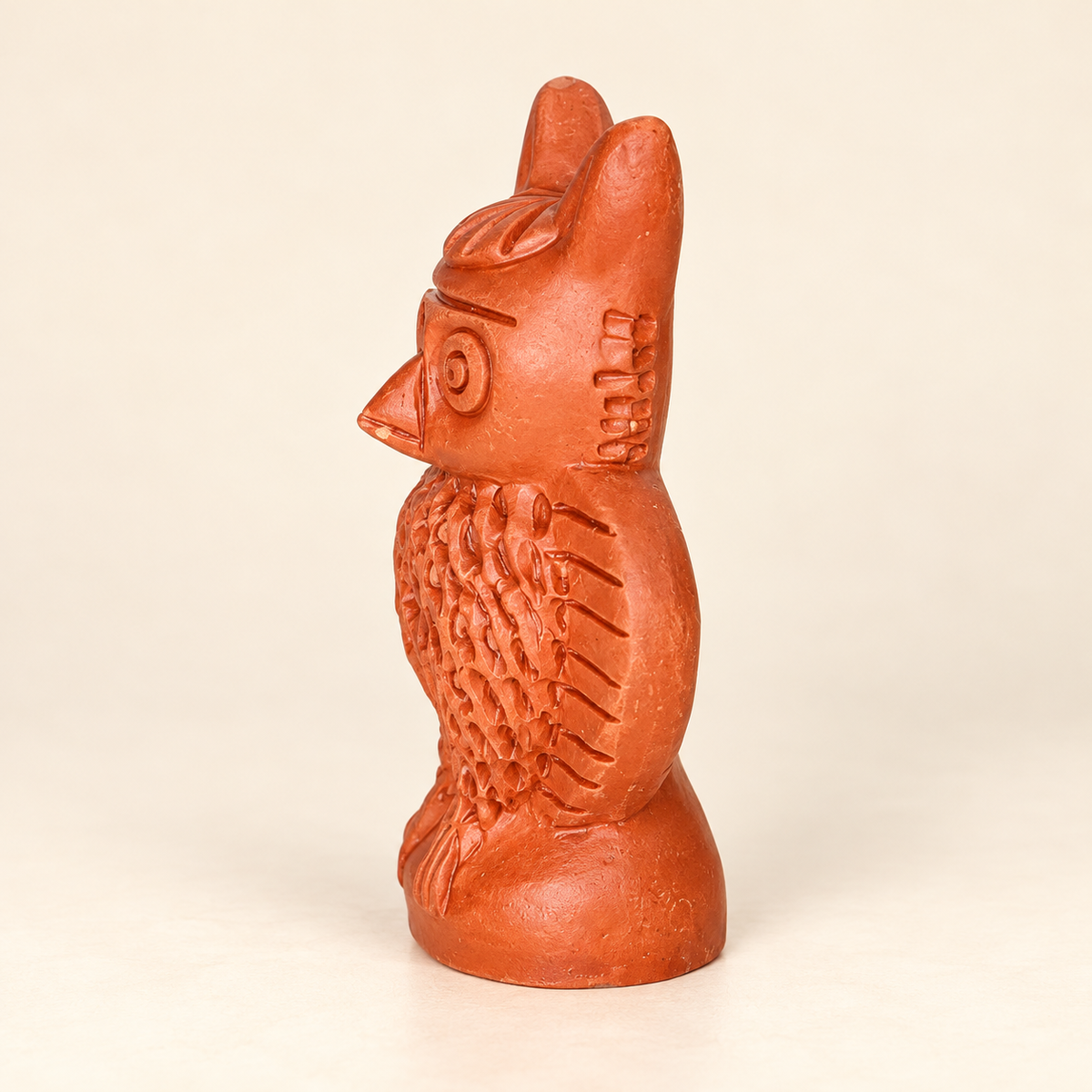 Sthula's Handmade Terracotta Orange Owl Showpiece