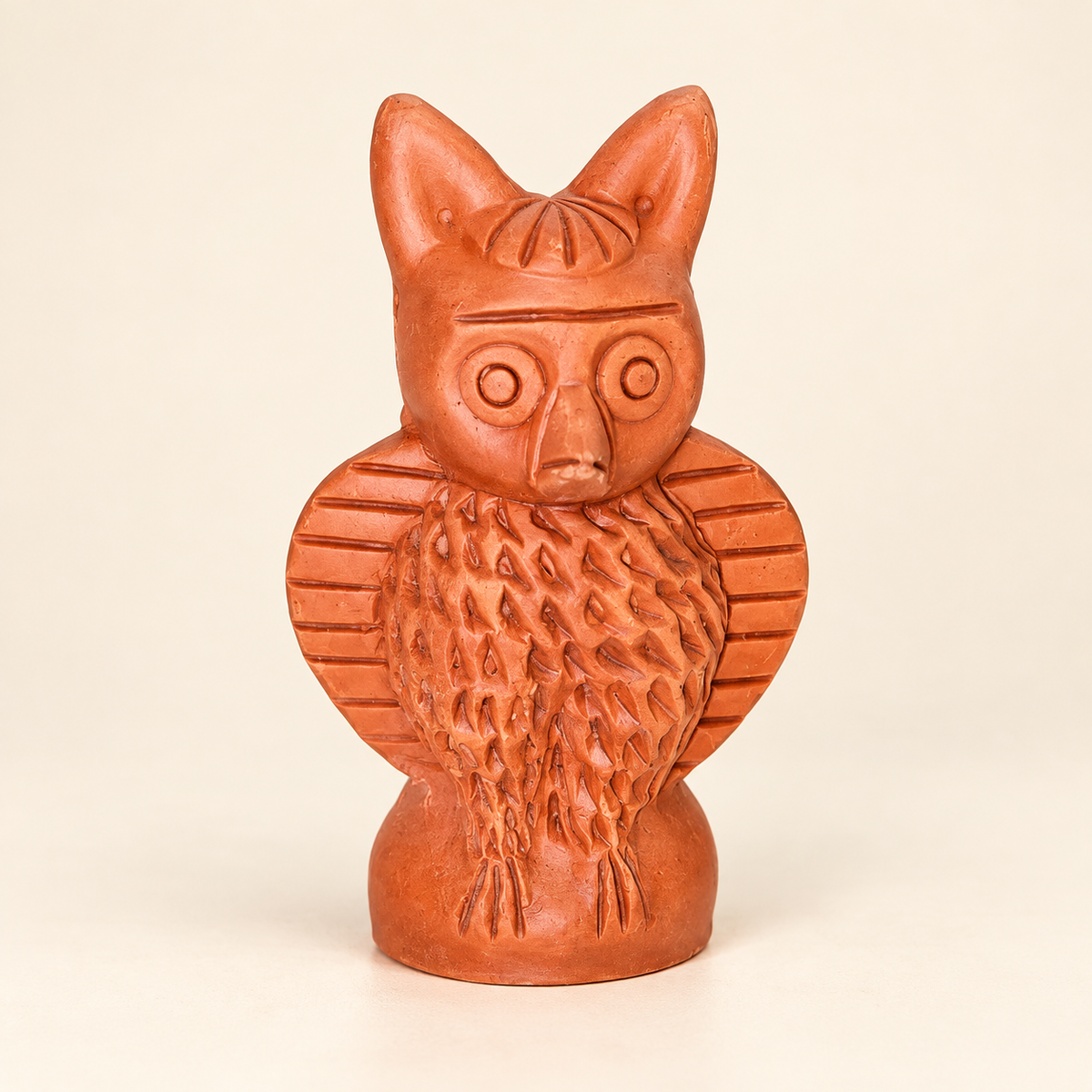Sthula's Handmade Terracotta Orange Owl Showpiece