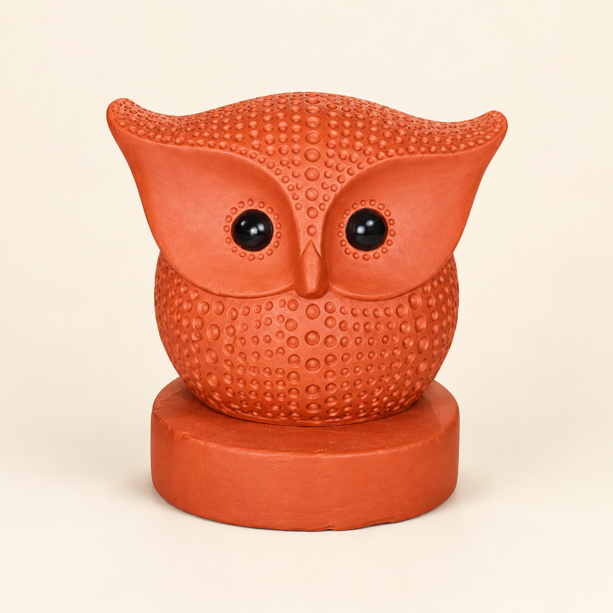 Sthula's Handmade Terracotta Orange Owl Showpiece