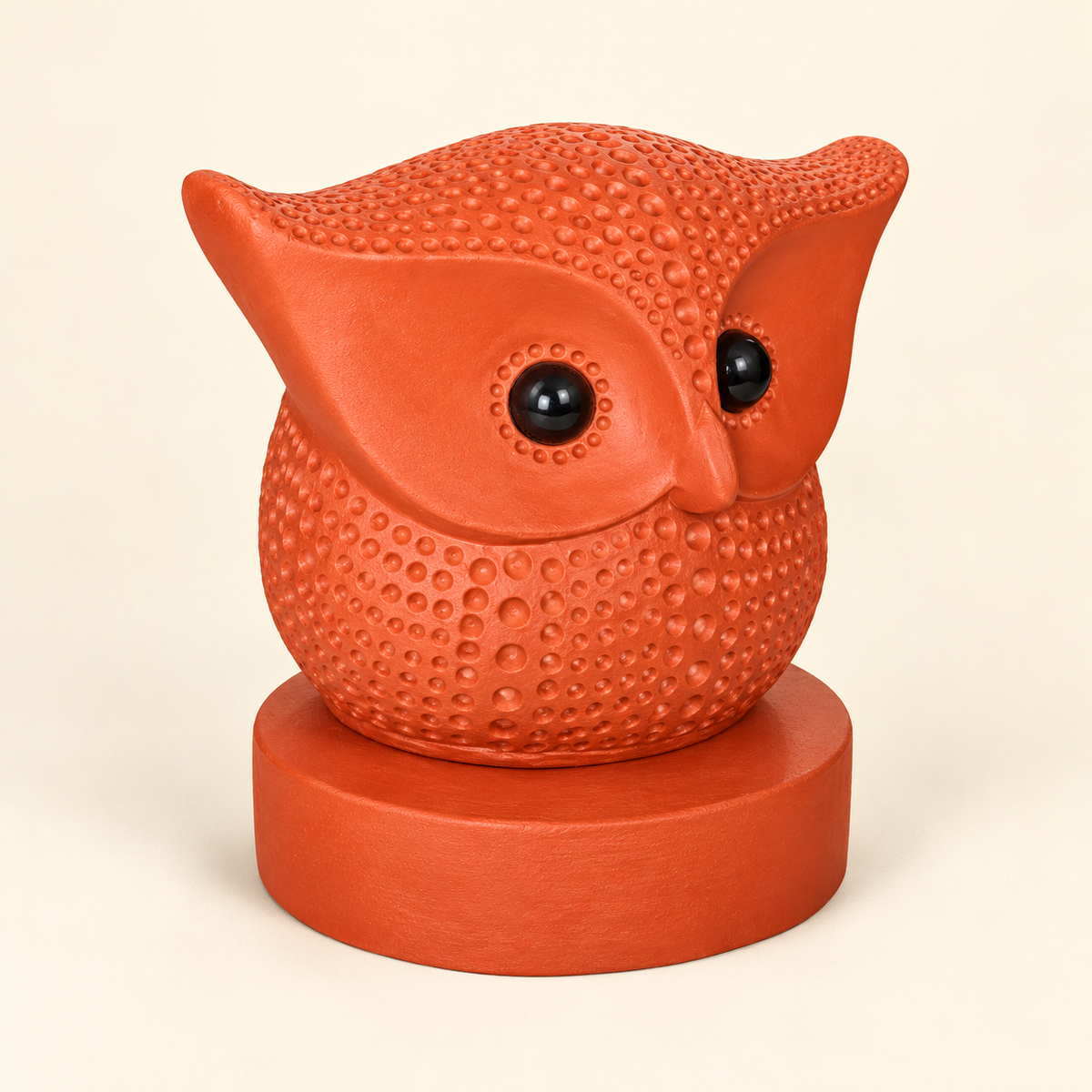 Sthula's Handmade Terracotta Orange Owl Showpiece