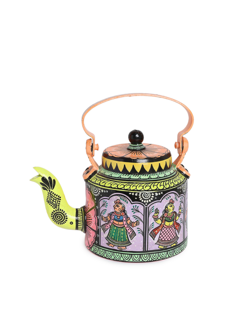 Sthula's Handcrafted  Hand-Painted Folk Art Decorative Kettle
