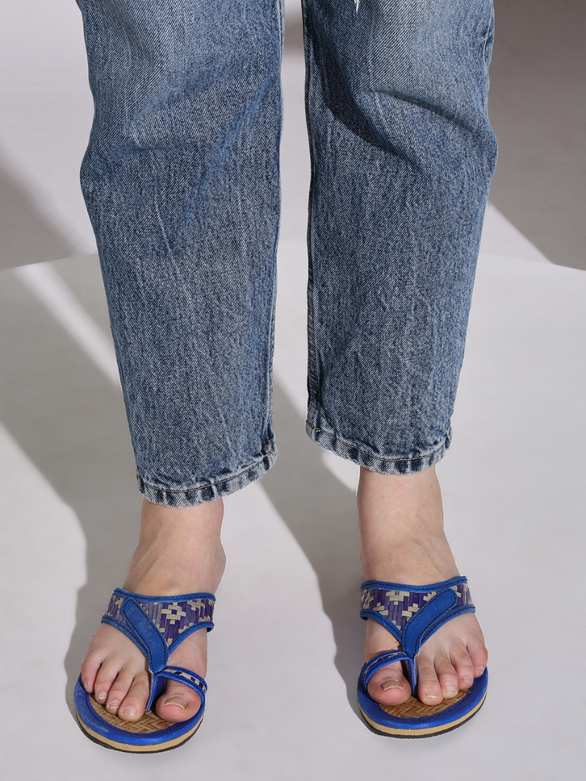 Sthula's Handcrafted Bamboo Women’s Slippers – Royal Blue