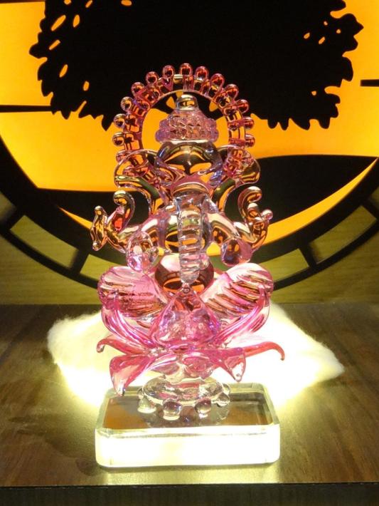 sthula's Handcrafted Crystal Glass Lord Ganesha Idol