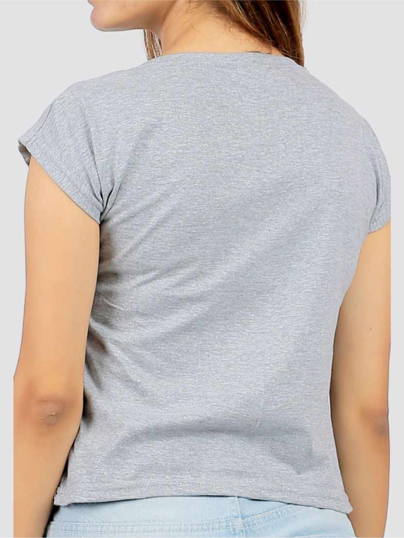 Sthula's Light Grey Cotton Crop Top for Women