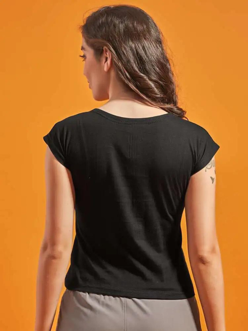 Sthula's Black Cotton Crop Top for Women