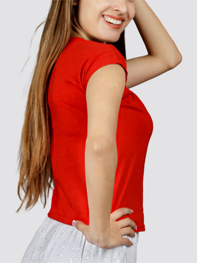 Sthula's Red Cotton Crop Top for Women