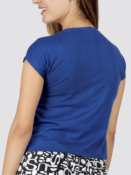 Sthula's Blue Cotton Crop Top for Women