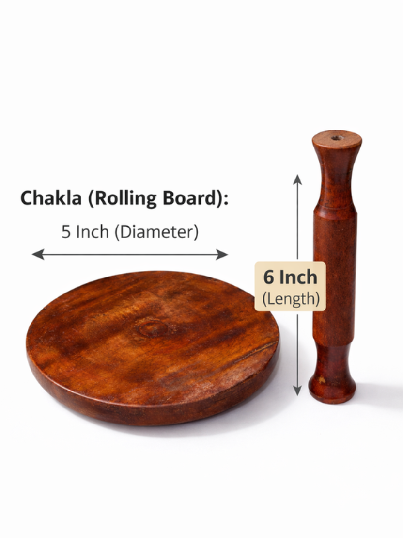 Sthula's Handcrafted Brown Wooden Chakla Belan Set