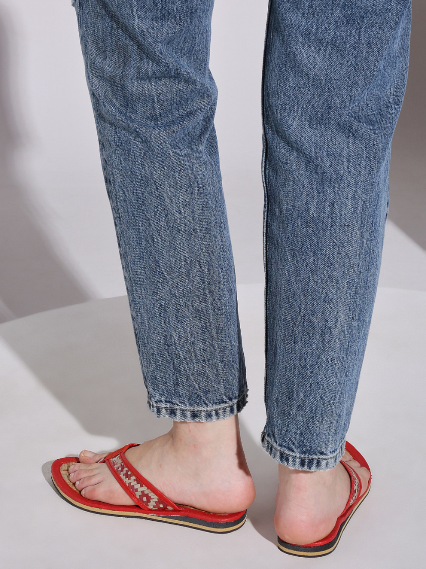 Sthula’s Handcrafted Bamboo Women’s Slippers – Red