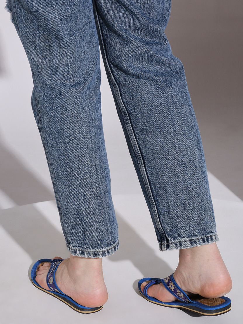 Sthula’s Handcrafted Bamboo Women’s Slippers – Blue