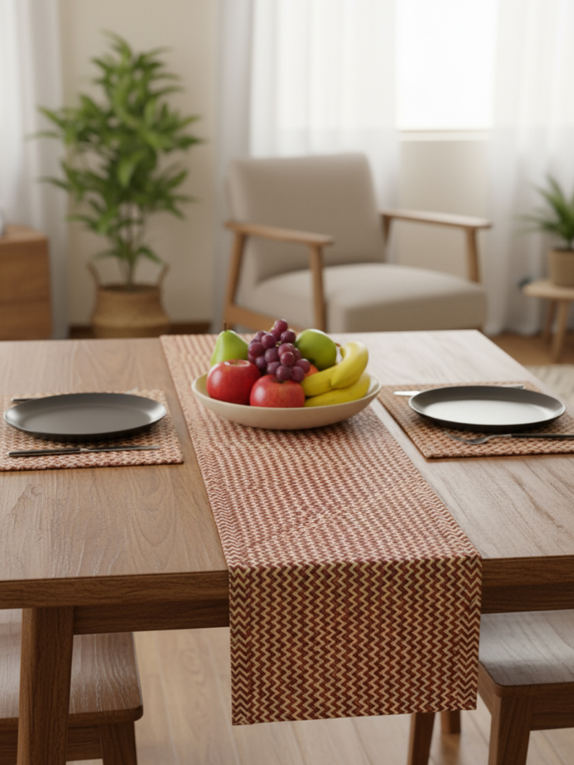 Sthula's Handcrafted  Zigzag Table Runner | Decorative Dining Table Runner for Home & Kitchen